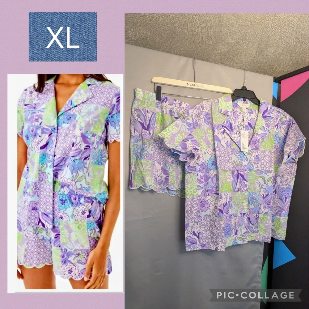 Lilly Pulitzer Biscayne pajama shorts & Marlena Top NWT Set XL